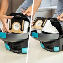 Conga Powerbag 2000 Compact Plus Aspirador de trineo de 800 W de potencia. Con bolsa. Máxima capacidad de la bolsa de hasta 2 L con filtrado de alta eficiencia y tubo telescópico metálico. Incluye accesorios aptos para muebles y esquinas que permiten la limpieza de las zonas más complicadas.