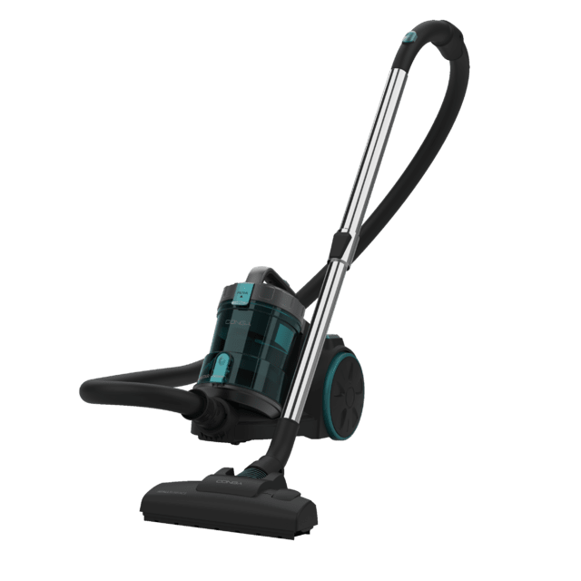 Conga Rockstar Cyclonic XL Aspirador de trineo sin bolsa de 890 W, con depósito de 2,5 litros y filtro de alta eficiencia para un aire más limpio. Cuenta con tubo telescópico metálico ajustable y accesorios especiales para muebles y esquinas, facilitando la limpieza en las zonas difíciles.
