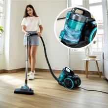 Conga Rockstar Cyclonic XL Aspirador de trineo sin bolsa de 890 W, con depósito de 2,5 litros y filtro de alta eficiencia para un aire más limpio. Cuenta con tubo telescópico metálico ajustable y accesorios especiales para muebles y esquinas, facilitando la limpieza en las zonas difíciles.