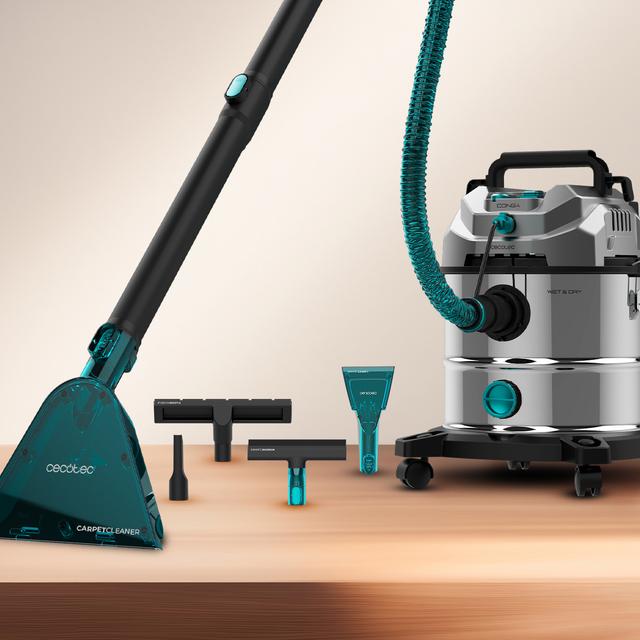 Conga CarpetClean 20000 Pro Ultra Nettoyeur de taches Fonction 2 en 1 avec une grande capacité de 20 L, qui permet d'aspirer à la fois les solides et les liquides. 1600 W et 21 kPa de puissance.