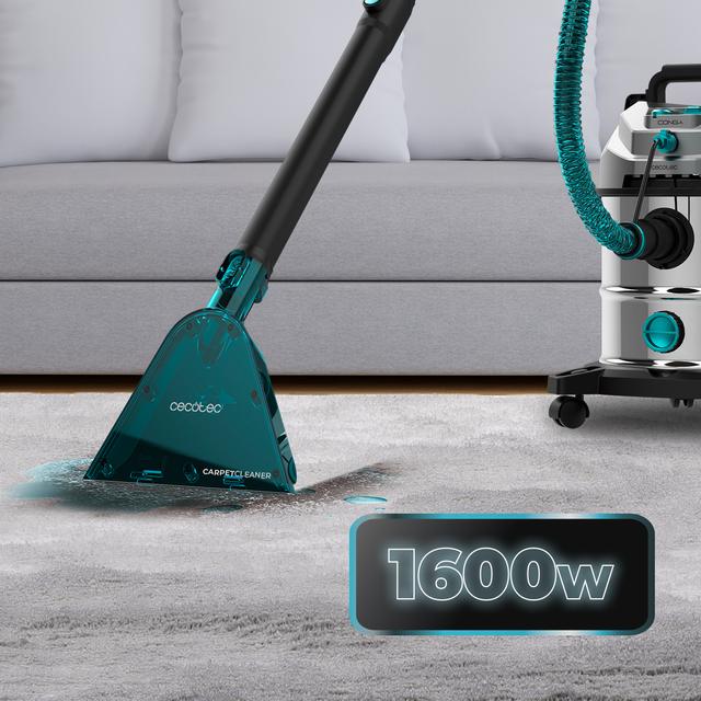 Conga CarpetClean 20000 Pro Ultra Nettoyeur de taches Fonction 2 en 1 avec une grande capacité de 20 L, qui permet d'aspirer à la fois les solides et les liquides. 1600 W et 21 kPa de puissance.