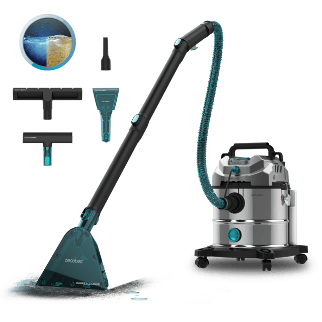 Conga CarpetClean 20000 Pro Ultra Nettoyeur de taches Fonction 2 en 1 avec une grande capacité de 20 L, qui permet d'aspirer à la fois les solides et les liquides. 1600 W et 21 kPa de puissance.