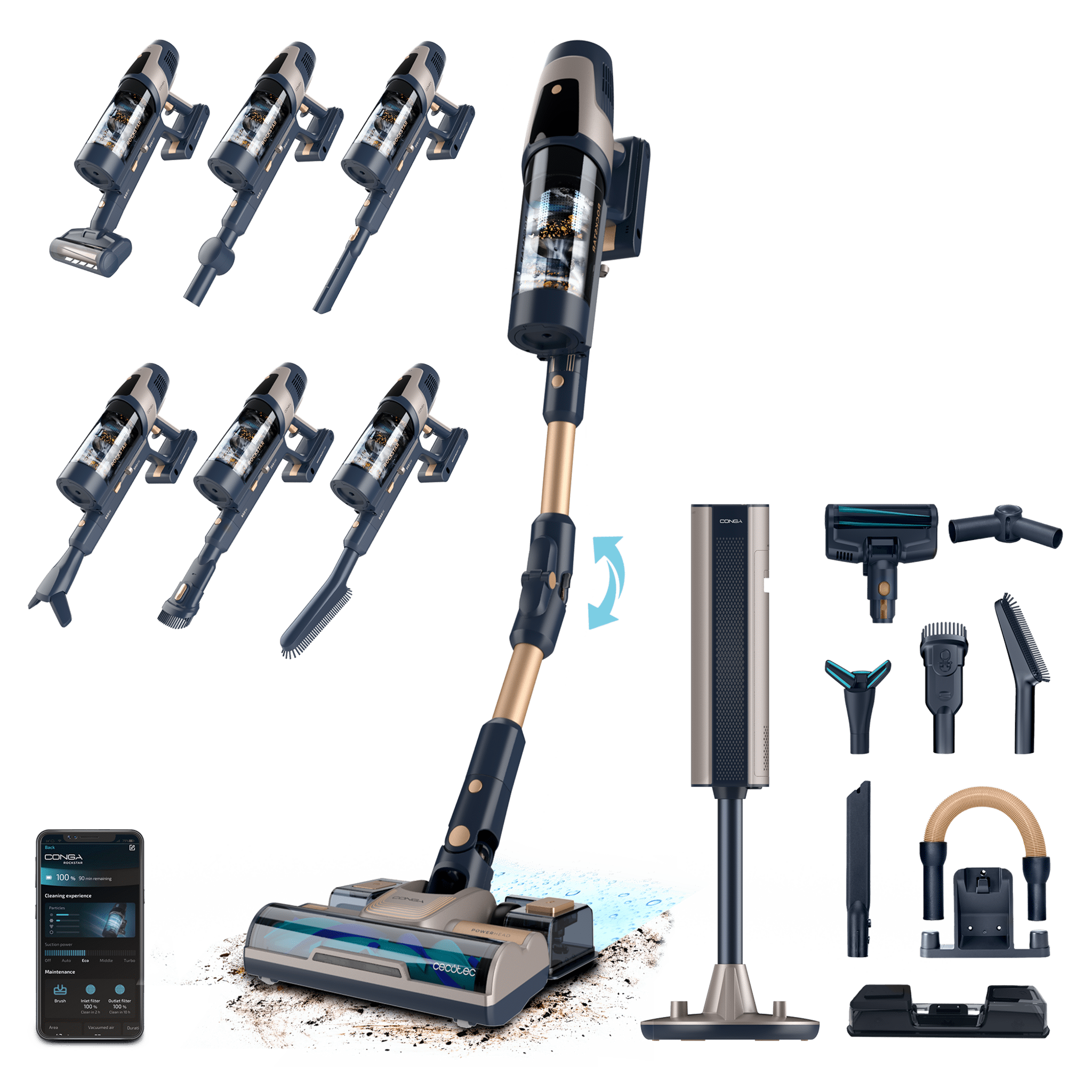 Kit completo del aspirador Cecotec RZ90 AI AquaPet Flex Connected con base app y accesorios