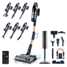 RZ90 AI AquaPet Flex Connected Aspirador escoba sin cables con base de autovaciado. 310 AW y 850 W. Tubo flexible. Inteligencia Artificial y contador de partículas. APP. Cepillo de animales y accesorio WaterTank de fregado.