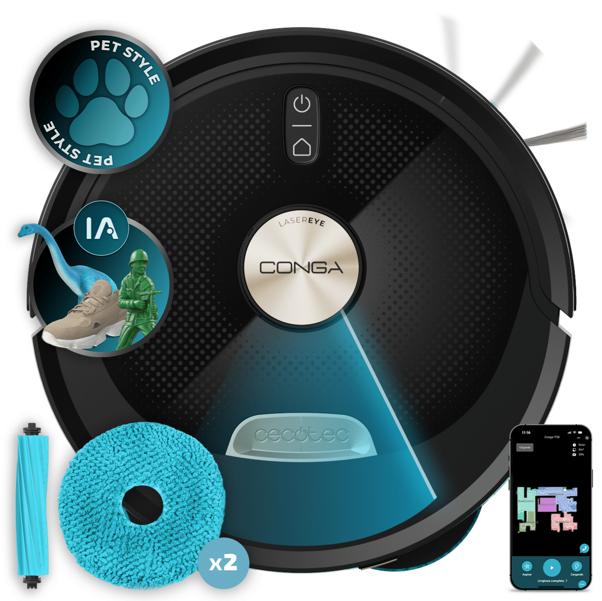 Conga M100 Spin AI Robô aspirador