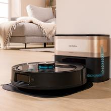 Conga Y100 Spin AI Robot aspirador con Navegación láser. 20000 Pa de presión de succión. - de autonomía. Cepillo de silicona especial para casas con mascotas. Base de autovaciado con bolsa de polvo.