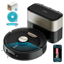 Conga Y100 Spin AI Robot aspirador con Navegación láser. 20000 Pa de presión de succión. - de autonomía. Cepillo de silicona especial para casas con mascotas. Base de autovaciado con bolsa de polvo.