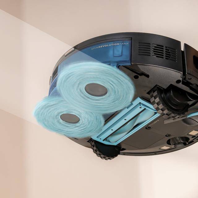 Conga Y100 Spin AI Robot aspirateur. Navigation laser. Pression d'aspiration de 20000 Pa. Brosse en silicone spécialement conçue pour les poils d’animaux. Base de vidange automatique avec sac à poussière.