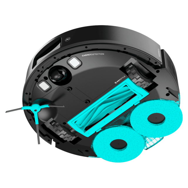 Conga Y100 Spin AI Robot aspirador con Navegación láser. 20000 Pa de presión de succión. - de autonomía. Cepillo de silicona especial para casas con mascotas. Base de autovaciado con bolsa de polvo.