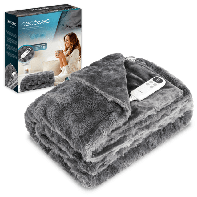 HeatConfort Noa (200 x 180) Manta eléctrica 200x180 con Apagado Automático y 10 Niveles de Temperatura Ajustables. Faux fur.