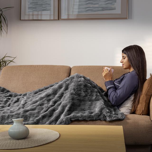 HeatConfort Noa (180 x 130) Manta eléctrica 180x130 con Apagado Automático y 10 Niveles de Temperatura Ajustables. Faux fur.