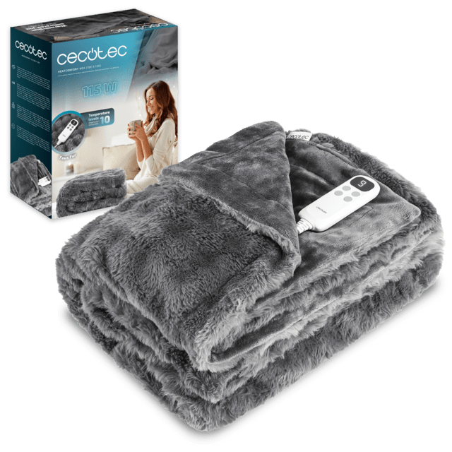 HeatConfort Noa (160 x 130) Manta eléctrica 160x130 con Apagado Automático y 10 Niveles de Temperatura Ajustables. Faux Fur.