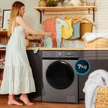 Bolero DressCode 7450 Inverter Steel Lavadora steel de 7 kg de capacidad y 1200 rpm, 16 programas, Clase A-10 %, motor Inverter Plus, elegante panel inox, SteamMax, Drum Clean, Allergy Care, Pearl Drum, Delay Start, Función Silence, Stop&Go y KidLock.
