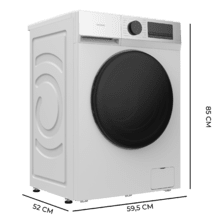 Bolero DressCode 8450 Inverter Lavadora blanca de 8 kg de capacidad y 1400 rpm, 16 programas, Clase A-20 %, motor Inverter Plus, elegante panel inox, SteamMax, Drum Clean, Allergy Care, Pearl Drum, Delay Start, Función Silence, Stop&Add y Kid Lock.