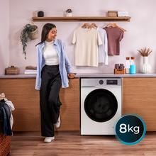 Bolero DressCode 8450 Inverter Lavadora blanca de 8 kg de capacidad y 1400 rpm, 16 programas, Clase A-20 %, motor Inverter Plus, elegante panel inox, SteamMax, Drum Clean, Allergy Care, Pearl Drum, Delay Start, Función Silence, Stop&Go y Kid Lock.
