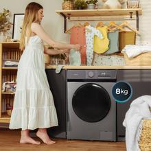 Bolero DressCode 8450 Inverter Steel Lavadora steel de 8 kg de capacidad y 1400 rpm, 16 programas, Clase A-20 %, motor Inverter Plus, elegante panel inox, SteamMax, Drum Clean, Allergy Care, Pearl Drum, Delay Start, Función Silence, Stop&Go y Kid Lock.