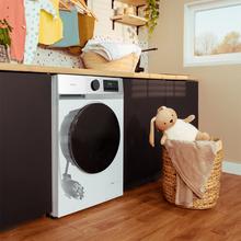 Bolero DressCode 9450 Inverter Lave-linge blanc d'une capacité de 9 kg, 1400 tr/min, 16 programmes, classe A-10 %, moteur Inverter Plus, élégant panneau en acier inoxydable, SteamMax, Drum Clean, Allergy Care, Pearl Drum, départ différé, fonction Silence, Stop&Go et Kid Lock.