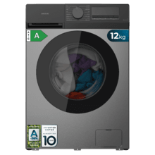 Bolero DressCode 12450 Inverter Steel Lavadora blanca de 12 kg de capacidad y 1400 rpm, 16 programas, Clase A-20 %, motor Inverter Plus, elegante panel inox, SteamMax, Drum Clean, Allergy Care, Pearl Drum, Delay Start, Función Silence, Stop&Go y Kid Lock.