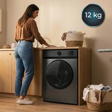 Bolero DressCode 12450 Inverter Steel Lavadora blanca de 12 kg de capacidad y 1400 rpm, 16 programas, Clase A-20 %, motor Inverter Plus, elegante panel inox, SteamMax, Drum Clean, Allergy Care, Pearl Drum, Delay Start, Función Silence, Stop&Go y Kid Lock.