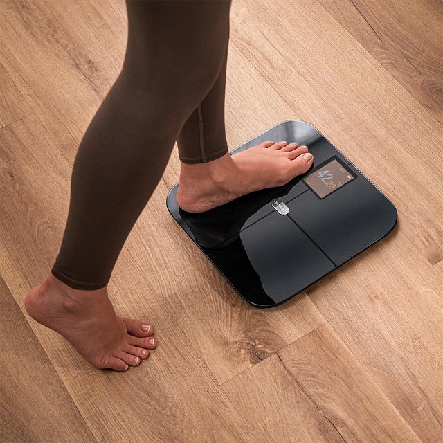 Surface Precision Smart Balança de Casa de Banho Inteligente com App, Bluetooth e 24 Parâmetros, 30x30 cm, 180 kg Máx.