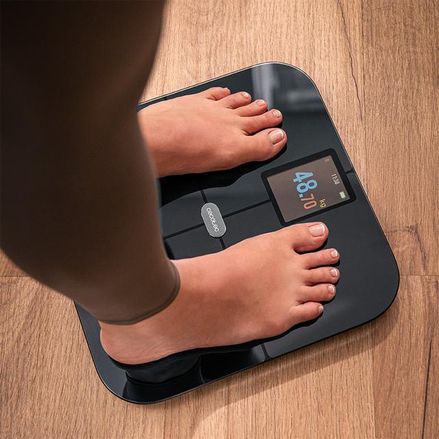 Surface Precision Smart Balança de Casa de Banho Inteligente com App, Bluetooth e 24 Parâmetros, 30x30 cm, 180 kg Máx.