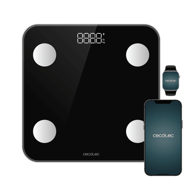 Surface Precision Smart Balança de Casa de Banho Inteligente com App, Bluetooth e 24 Parâmetros, 30x30 cm, 180 kg Máx.