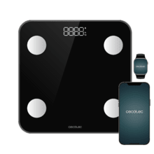 Surface Precision Smart Balança de Casa de Banho Inteligente com App, Bluetooth e 24 Parâmetros, 30x30 cm, 180 kg Máx.