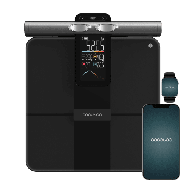 Surface Precision HealthySmart Pro Báscula de Baño Premium con App, Tecnología BIA, 25 Parámetros, Pantalla LCD y 8 Sensores de Alta Precisión