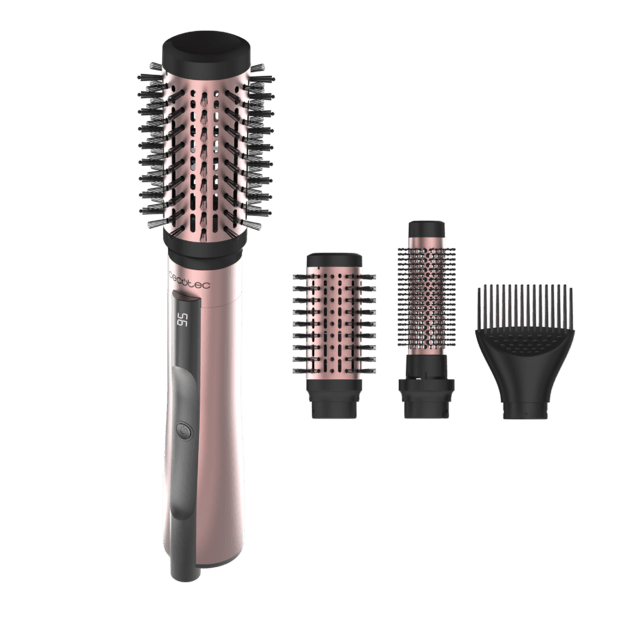 CeramicCare 3in1 AirBrush CeramicCare 3in1 AirBrush – Cepillo de Aire con Función Iónica | Seca, Moldea y Da Volumen | Pantalla de Temperatura | 1200W de Potencia | Revestimiento de Cerámica | 3 Modos de Calor | Cepillos de 50 mm, 33 mm y Cabezal Voluminizador