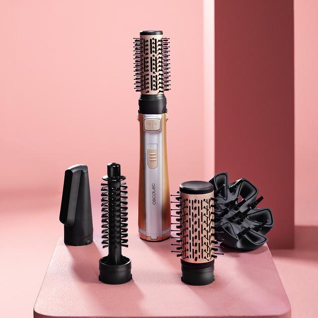 CeramicCare 5in1 AirBrush Gyro Rotierende Warmluftbürste – mit 5 Aufsätzen, Trocknet, lockt, stylt und verleiht Volumen, Bidirektionale Rotation, Keramikbeschichtung, Ionen-Funktion, 1100 W, Kühle Spitze, 3 Temperatur- und Geschwindigkeitsstufen