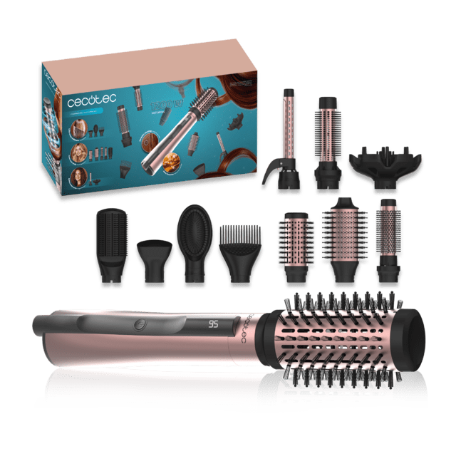 CeramicCare 10in1 AirBrush Cepillo de Aire con 10 Accesorios, Secador, Alisador, Rizador, Voluminizador y Difusor, Pantalla Digital, Función Iónica, 1200W, Revestimiento de Cerámica, Control Inteligente de Temperatura, 3 Modos de Calor y Velocidad