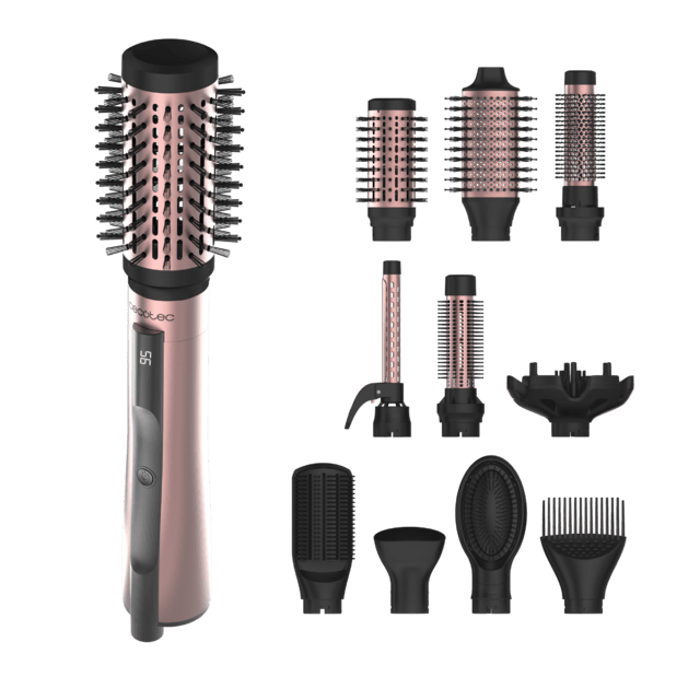 CeramicCare 10in1 AirBrush Cepillo de Aire con 10 Accesorios, Secador, Alisador, Rizador, Voluminizador y Difusor, Pantalla Digital, Función Iónica, 1200W, Revestimiento de Cerámica, Control Inteligente de Temperatura, 3 Modos de Calor y Velocidad