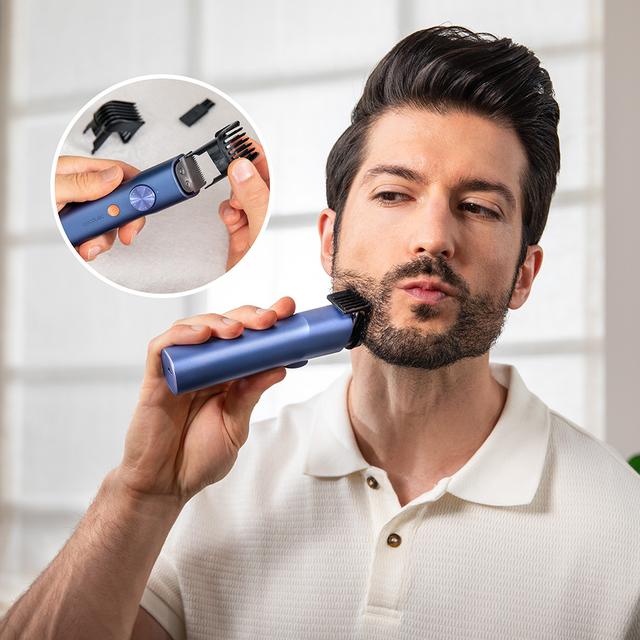 PrecisionCare Barber Pro Bartschneider mit japanischen Edelstahlklingen, Verstellbare Aufsteckkämme (0,5-20 mm) mit Präzisionsrad, 90 Min. Akkulaufzeit, Wasserdicht IPX7, Reisesicherung, LED-Display