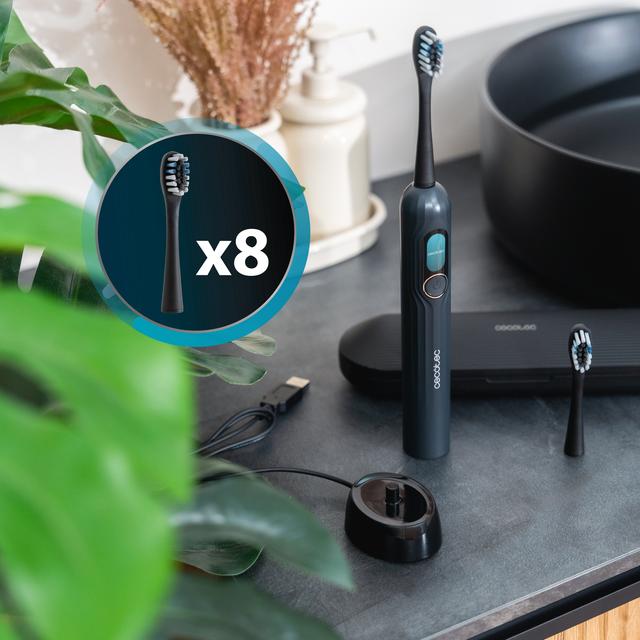 ToothCare UltraSonic PlatiniumSwing Spazzolino sonico con oscillazione, fino a 50.000 giri al minuto, 5 modalità, display, rapporto di pulizia, 8 testine, ricarica wireless e custodia.