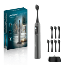 ToothCare UltraSonic PlatiniumSwing Spazzolino sonico con oscillazione, fino a 50.000 giri al minuto, 5 modalità, display, rapporto di pulizia, 8 testine, ricarica wireless e custodia.