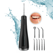 ToothCare Jet Liberty Irrigador Dental Portátil con 1600 Pulsos por Minuto, 8 Boquillas Intercambiables, 4 Modos de Limpieza, Tanque de 250 ml, IPX7 Waterproof, Diseño Compacto y Ligero, 130 PSI