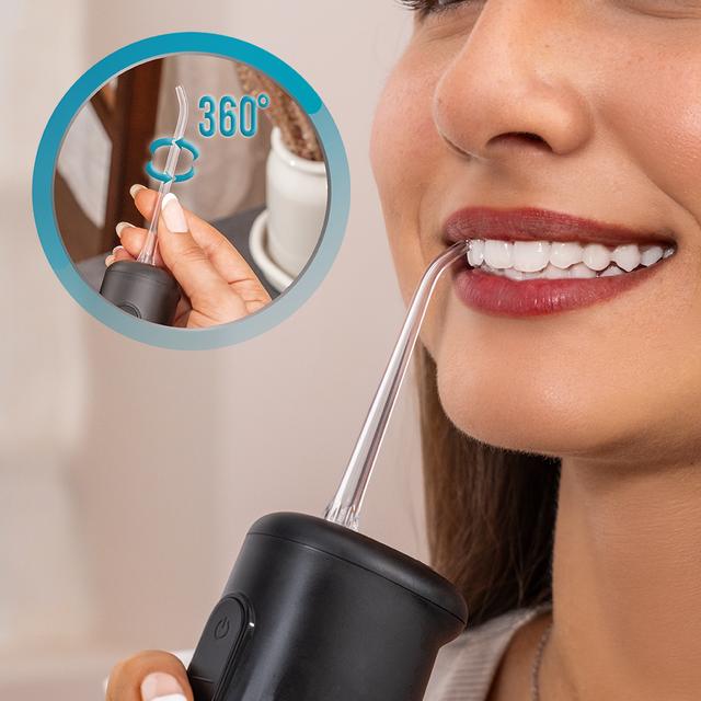 ToothCare Jet Liberty Irrigador Dental Portátil con 1600 Pulsos por Minuto, 8 Boquillas Intercambiables, 4 Modos de Limpieza, Tanque de 250 ml, IPX7 Waterproof, Diseño Compacto y Ligero, 130 PSI