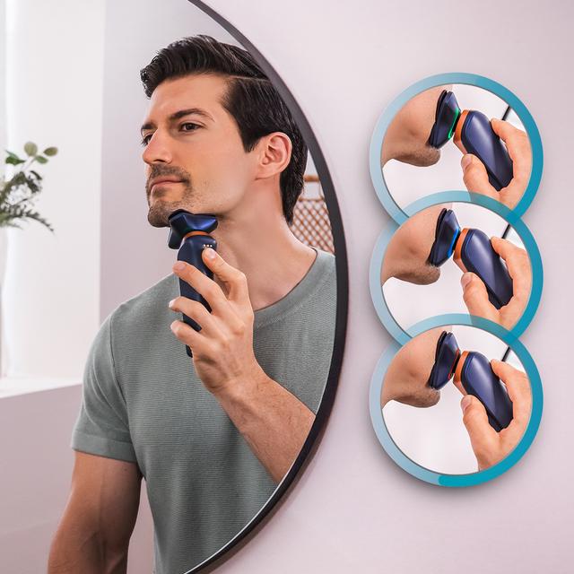 PrecisionCare Saphire Pro Rasoio rotante con base autopulente 3-5 minuti, Include liquido autopulente, Durata di 90 minuti, Lame in titanio