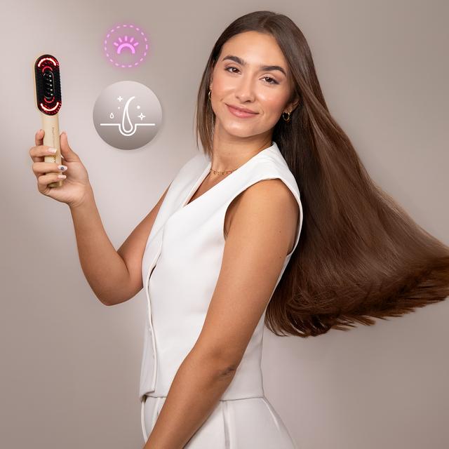 HairCare Revitalize Little – Cepillo Reparador con Luz LED, Aplicador de Serum y Masaje Vibratorio, Cuida, Repara y Estimula el Crecimiento del Cabello, 4 Luces LED, Tratamiento Capilar en Casa