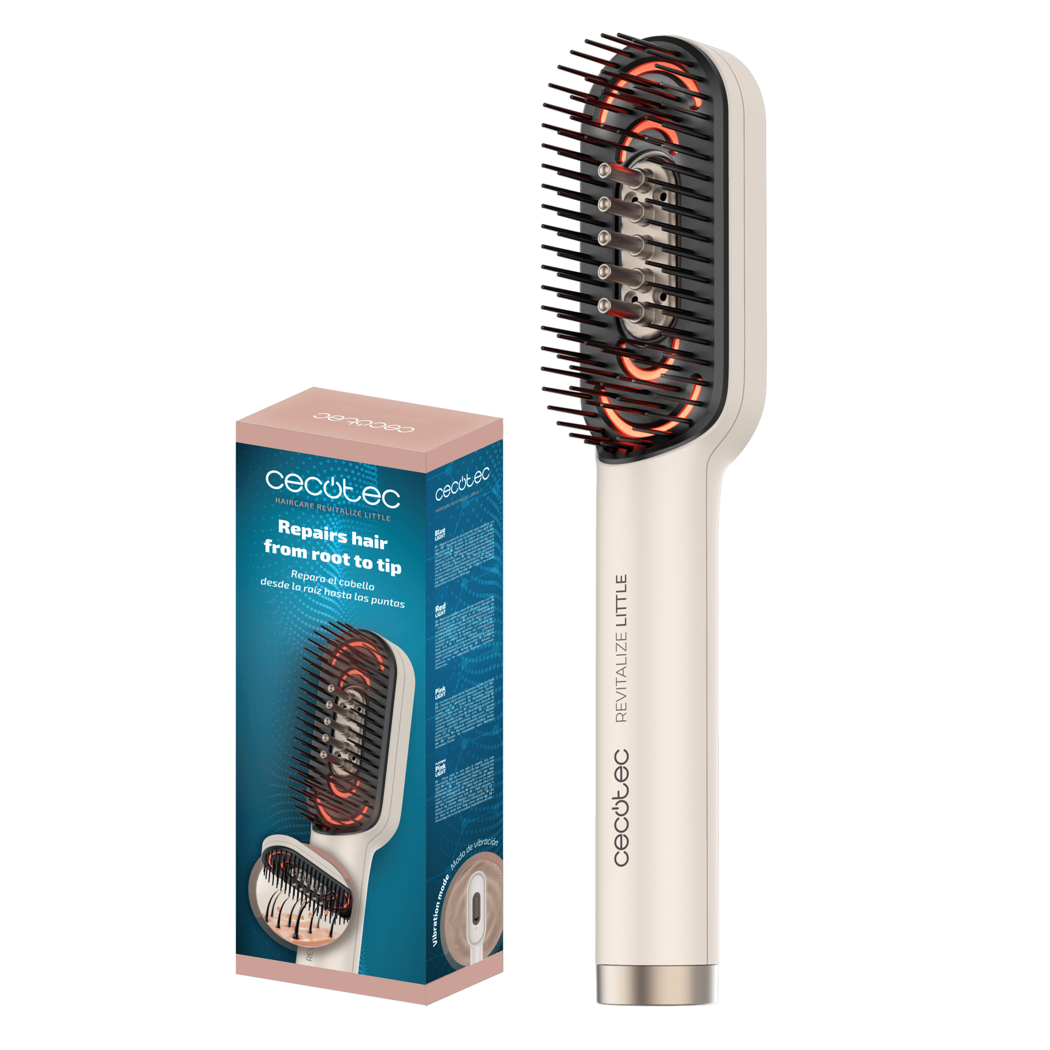 CECOTEC HairCare Revitalize Little con luz LED y caja del producto