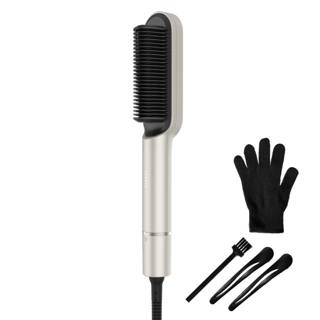 InstantCare Lisse, Cepillo Alisador con 25 Dientes, 5 Temperaturas para Todo Tipo de Cabello, Revestimiento Cerámico, Chips Inteligentes, Calentamiento en 30s, Guante Térmico y Clips Incluidos, Apagado Automático