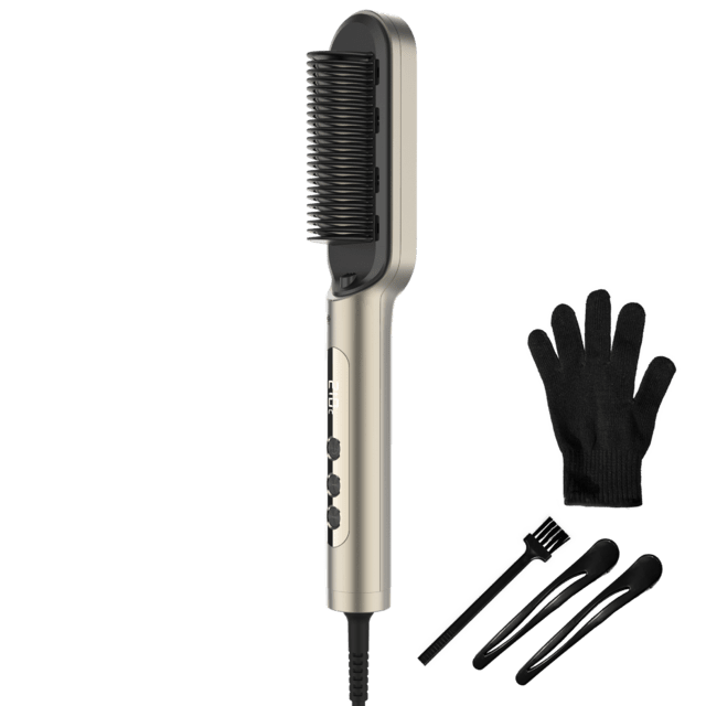 InstantCare Lisse IonTech Cepillo Alisador con Tecnología de Iones, 9 Ajustes de Temperatura (130ºC–210ºC), Revestimiento Cerámico, 23 Dientes, Calentamiento en 30s, Chips Inteligentes, Antiquemaduras, Incluye Guante y Clips