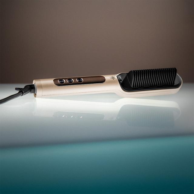 InstantCare Lisse IonTech Cepillo Alisador con Tecnología de Iones, 9 Ajustes de Temperatura (130ºC–210ºC), Revestimiento Cerámico, 23 Dientes, Calentamiento en 30s, Chips Inteligentes, Antiquemaduras, Incluye Guante y Clips