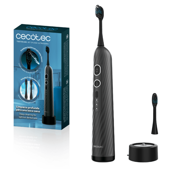 Cecotec ToothCare Jet Splash UltraSonic con caja, cabezales y base de carga