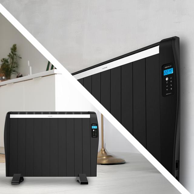 ReadyWarm 2100 Thermal Black Emisor térmico con 10 elementos y 1500 W, pantalla LCD, mando a distancia, temporizador programable, selección de temperatura, cobertura de 20 m² y máxima seguridad.