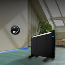 ReadyWarm 2100 Thermal Black Emisor térmico con 10 elementos y 1500 W, pantalla LCD, mando a distancia, temporizador programable, selección de temperatura, cobertura de 20 m² y máxima seguridad.