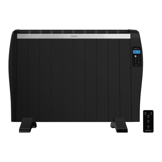 ReadyWarm 2100 Thermal Black Emisor térmico con 10 elementos y 1500 W, pantalla LCD, mando a distancia, temporizador programable, selección de temperatura, cobertura de 20 m² y máxima seguridad.