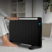 ReadyWarm 2100 Thermal Black Emisor térmico con 10 elementos y 1500 W, pantalla LCD, mando a distancia, temporizador programable, selección de temperatura, cobertura de 20 m² y máxima seguridad.