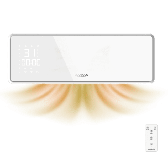 Ready Warm 5310 PowerBox Ceramic Keramisches Wandheizgerät mit LED Bildschirm. 2000 W. Fernbedienung. 3 Modi. 24 Std. Zeitschaltuhr. Oszillation.  IP23.