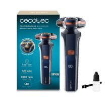 PrecisionCare Aluminum Afeitadora Rotativa con Tecnología de Cuchillas para Pelo Largo y Corto, Pantalla LED Inteligente, 2 Velocidades, 8500 RPM, 2h de Autonomía, Cabezal Magnético y Revestimiento de Titanio